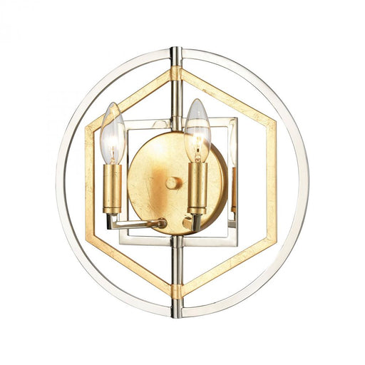 Geosphere 2-Light Sconce in Polished Nickel and Parisian Gold Leaf