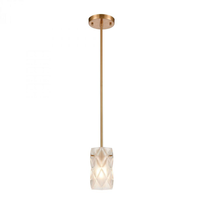 Jenning 1-Light Mini Pendant in Satin Brass with Frosted Crystal