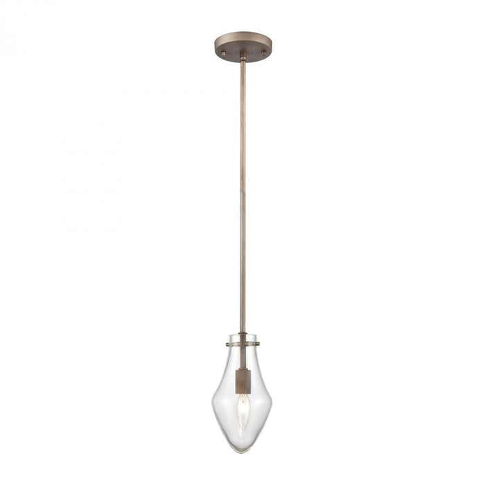 Culmination 1-Light Mini Pendant in Weathered Zinc with Clear Glass