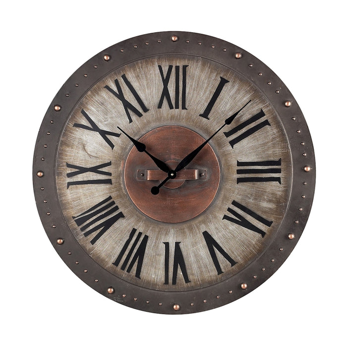 METAL ROMAN NUMERAL OUTDOOR WALL CLOCK.