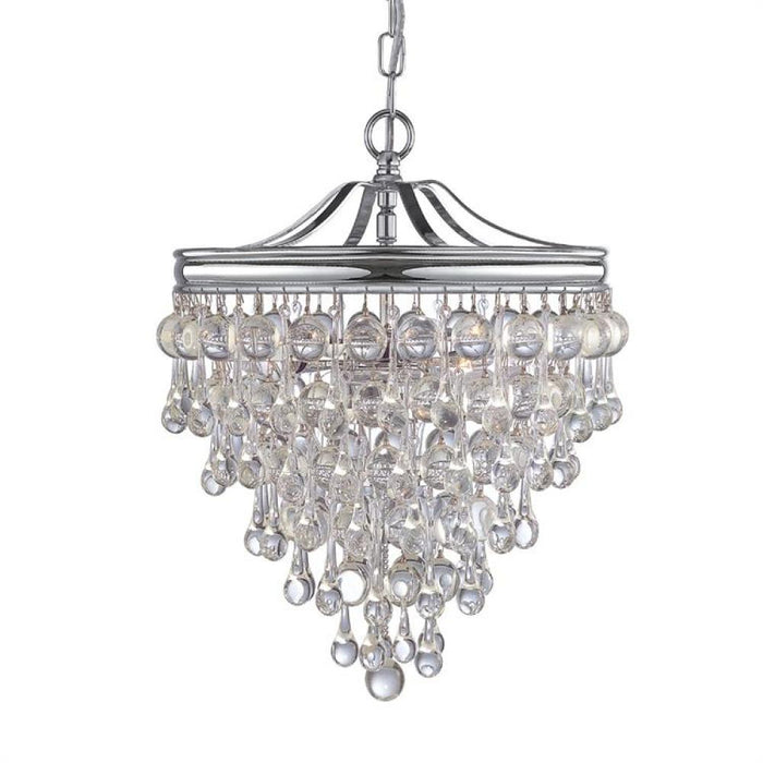 Calypso 3 Light Crystal Teardrop Polished Chrome Mini Chandelier