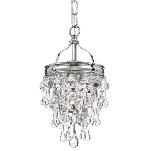 Calypso 1 Light Crystal Teardrop Polished Chrome Mini Chandelier