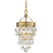 Calypso 1 Light Crystal Teardrop Vibrant Gold Mini Chandelier