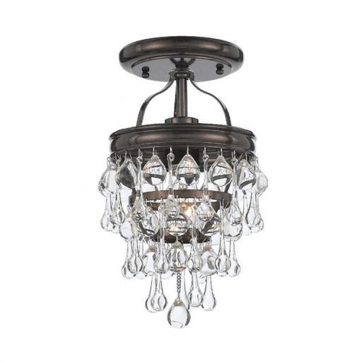 Calypso 1 Light Crystal Teardrop Bronze Semi-Flush