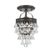 Calypso 1 Light Crystal Teardrop Bronze Semi-Flush