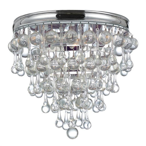 Calypso 3 Light Crystal Teardrop Polished Chrome Flush Mount