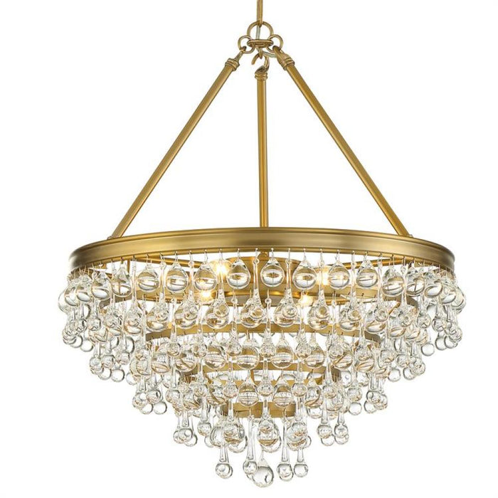 Calypso 6 Light Crystal Teardrop Vibrant Gold Chandelier