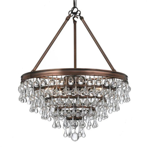 Calypso 6 Light Crystal Teardrop Bronze Chandelier