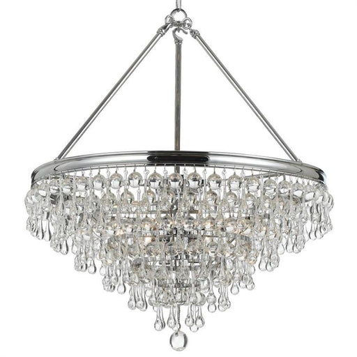 Calypso 8 Light Crystal Teardrop Polished Chrome Chandelier