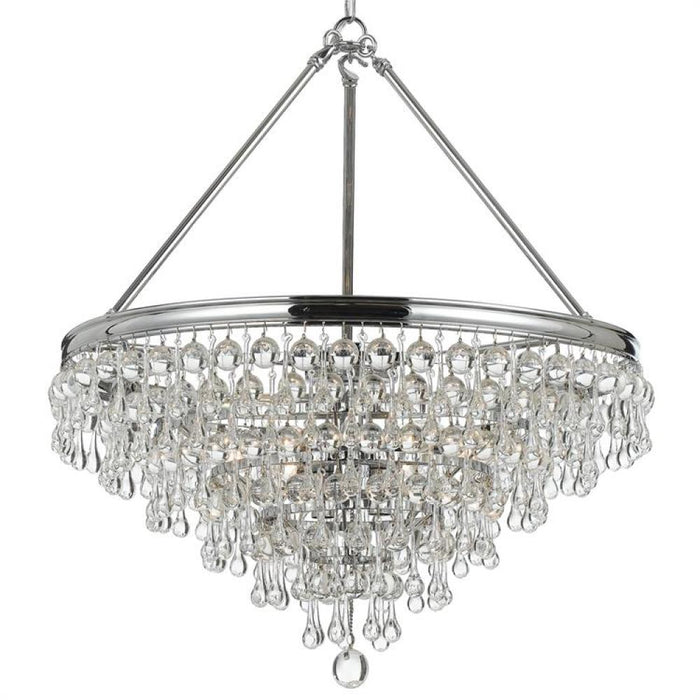 Calypso 8 Light Crystal Teardrop Polished Chrome Chandelier