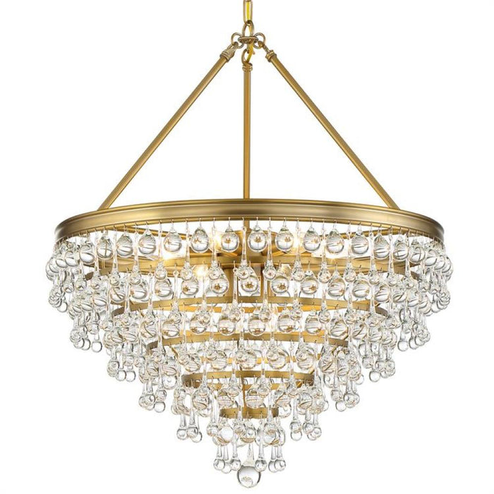 Calypso 8 Light Crystal Teardrop Vibrant Gold Chandelier