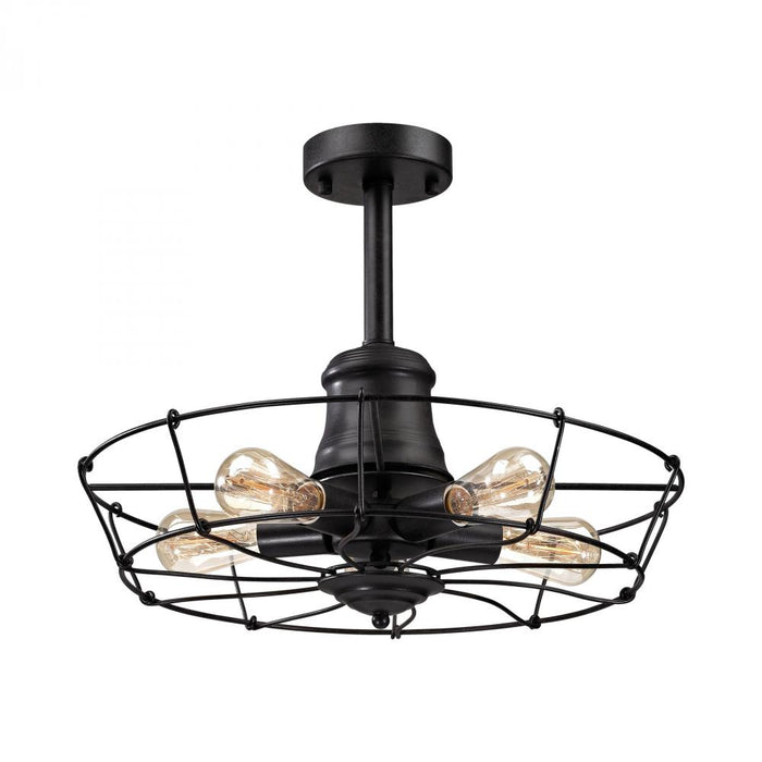 Glendora 5-Light Semi Flush in Wrought Iron Black