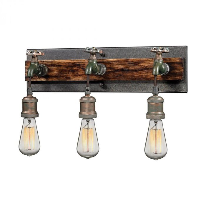 Jonas 3-Light Vanity Lamp in Multi-Tone Weathered with Faucet Motif