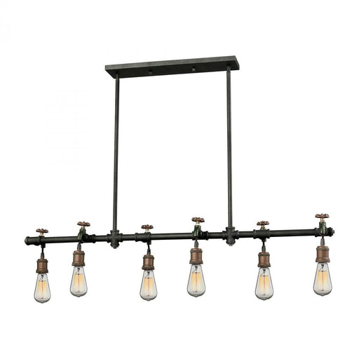 Jonas 6-Light Chandelier in Multi Toned Weathered with Faucet Motif