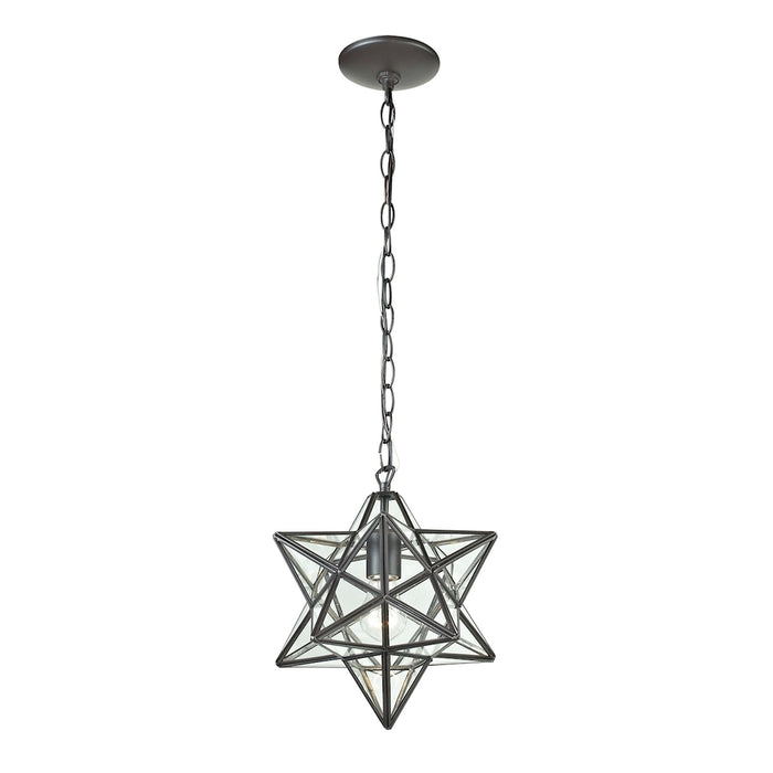 Star 1-Light Mini Pendant in Oiled Bronze with Clear Glass - Small