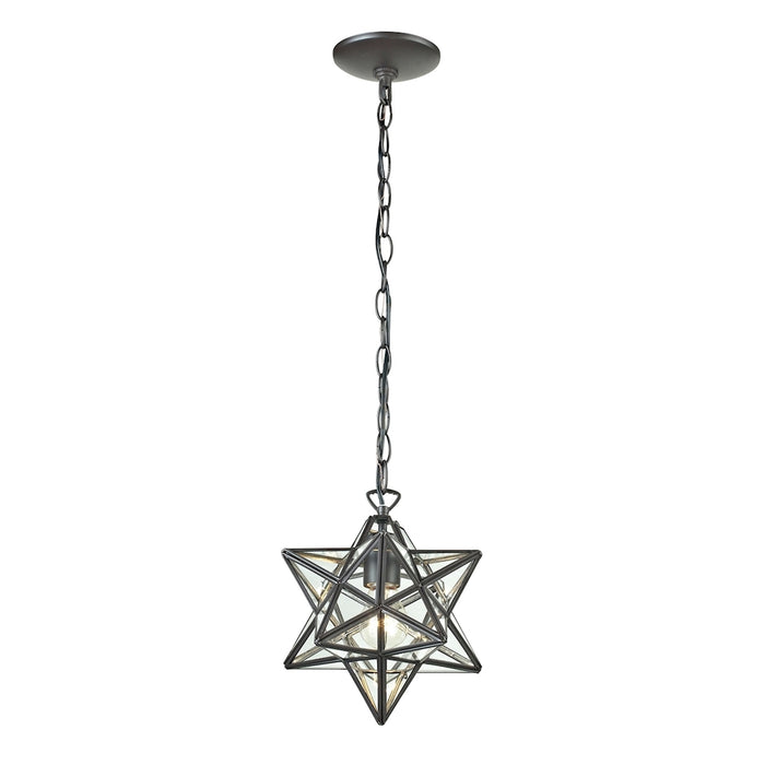 Star 1-Light Mini Pendant in Oiled Bronze with Clear Glass - Large