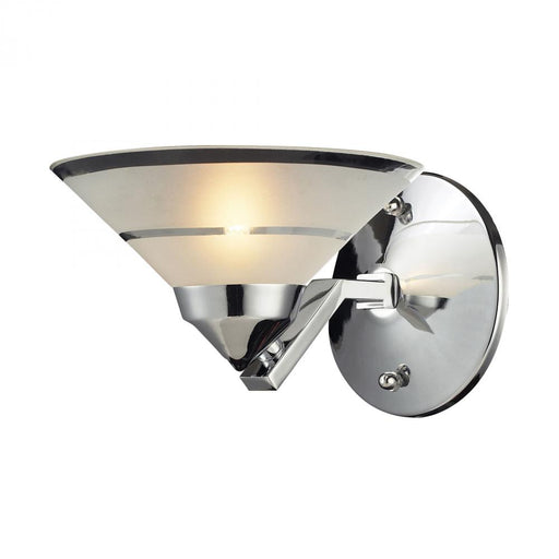 Refraction 1-Light Wall Lamp in Polished Chrome with Banded Satin Glass