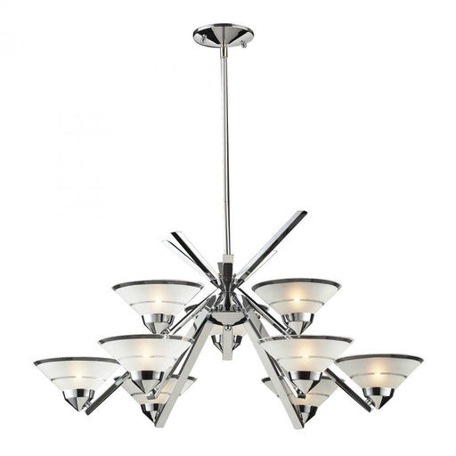 Refraction 6+3-Light Chandelier in Polished Chrome with Satin Glass