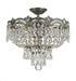 Majestic 3 Light Clear Italian Crystal Historic Brass Semi-Flush