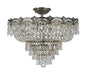 Majestic 5 Light Hand Cut Crystal Historic Brass Semi-Flush