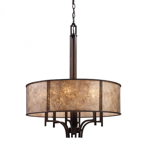 Barringer 6-Light Chandelier in Aged Bronze with Tan Mica Shade