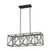 Crossbar 4-Light Linear Chandelier in Silverdust Iron and Satin Brass