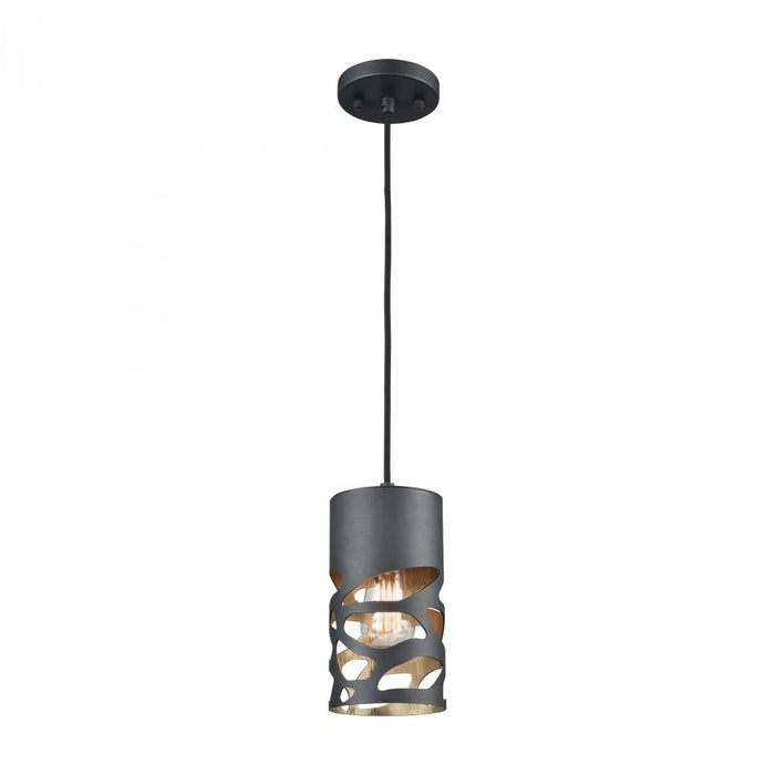 Mystique 1-Light Mini Pendant in Texture Black with Laser-cut Metal