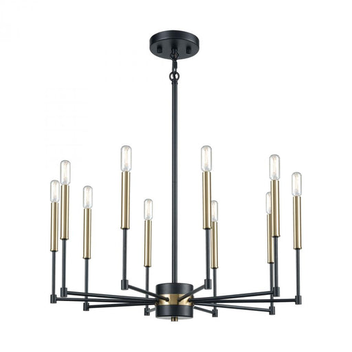 Livingston 10-Light Chandelier in Matte Black and Satin Brass