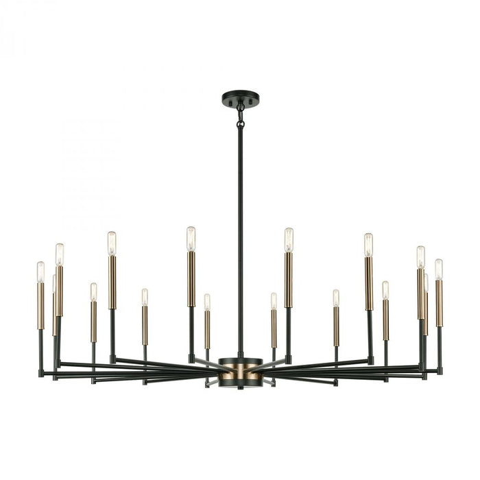 Livingston 16-Light chandelier in  Matte Black / Satin Brass