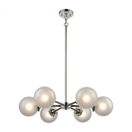 Boudreaux 6-Light Chandelier in Polished Nickel with Frosted