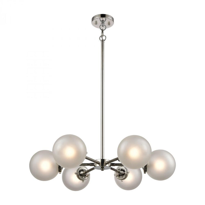 Boudreaux 6-Light Chandelier in Polished Nickel with Frosted