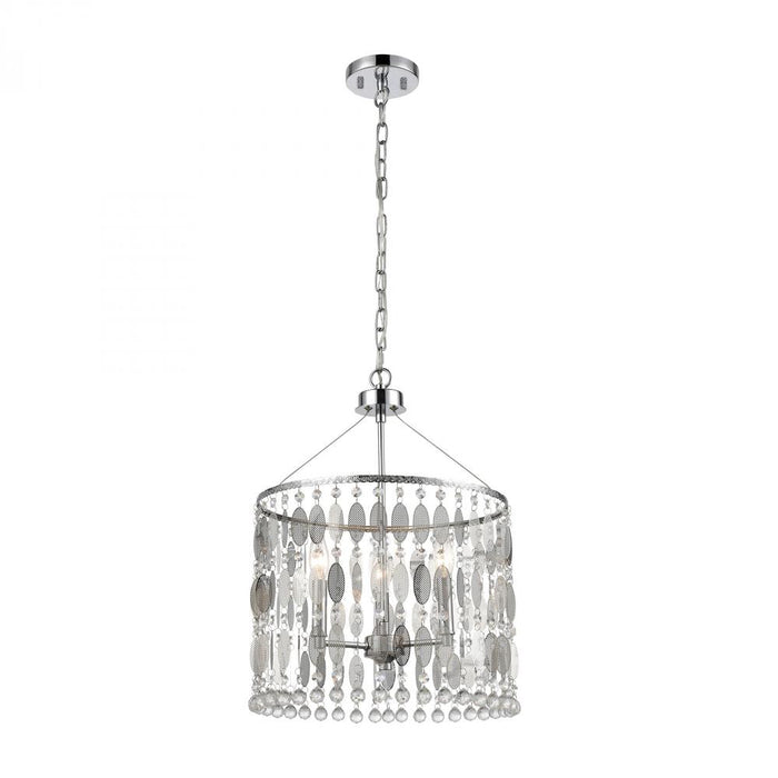 Chamelon 3-Light Chandelier in Polished Chrome with Perforated Stainless and Clear Crystal