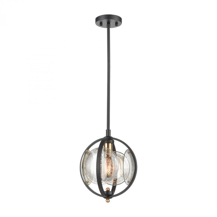 Oriah 1-Light Mini Pendant in Matte Black with Mercury Glass