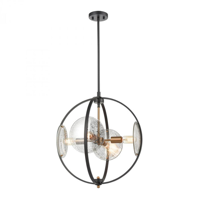 Oriah 4-Light Chandelier in Matte Black with Mercury Glass