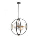 Oriah 4-Light Chandelier in Matte Black with Mercury Glass