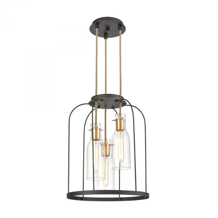 Sheena 3-Light Pendant in Silverdust Iron with Clear Glass