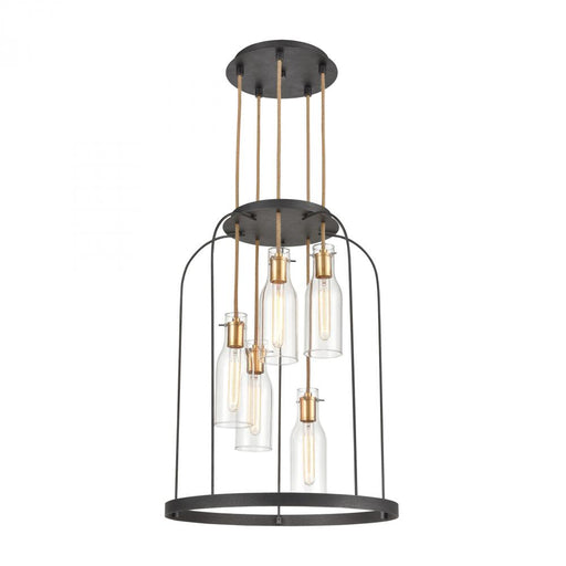 Sheena 5-Light Chandelier in Silverdust Iron with Clear Glass