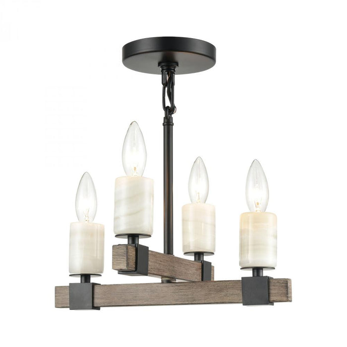 Stone Manor 4-Light Semi Flush in Aspen and Matte Black