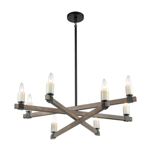 Stone Manor 8-Light Chandelier in Aspen and Matte Black