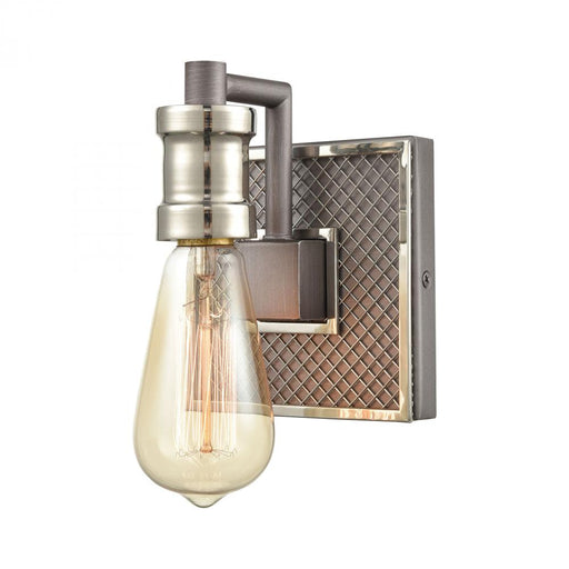 Gridiron 1-Light Vanity Light in Weathered Zinc and Polished Nickel