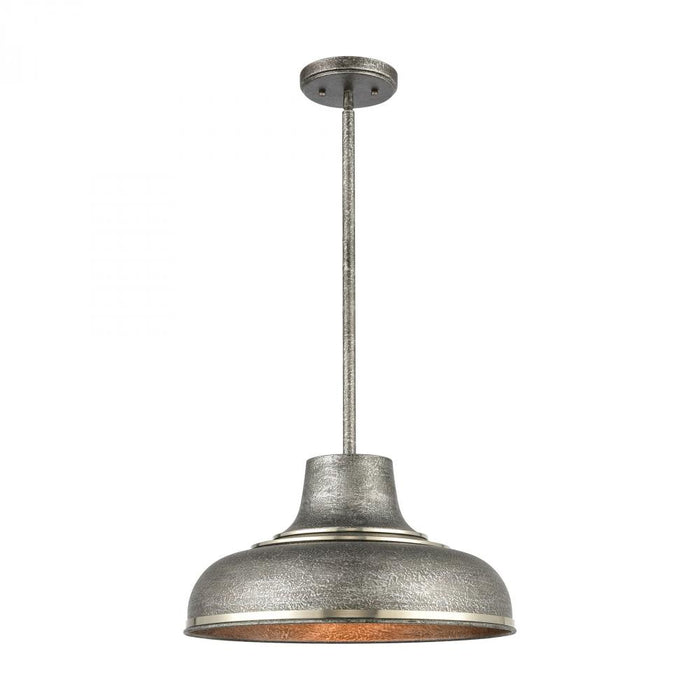 Kerin 1-Light Pendant in Polished Nickel with Textured Silvery Gray Metal Shade