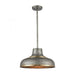 Kerin 1-Light Pendant in Satin Brass with Textured Silvery Gray Metal Shade