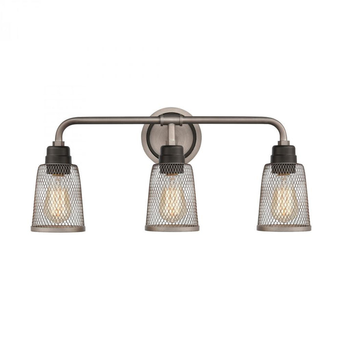 Glencoe 3-Light Vanity Light in Oil Rubbed Bronze with Weathered Zinc Metal Mesh