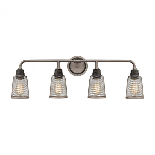 Glencoe 4-Light Vanity Light in Oil Rubbed Bronze with Weathered Zinc Metal Mesh