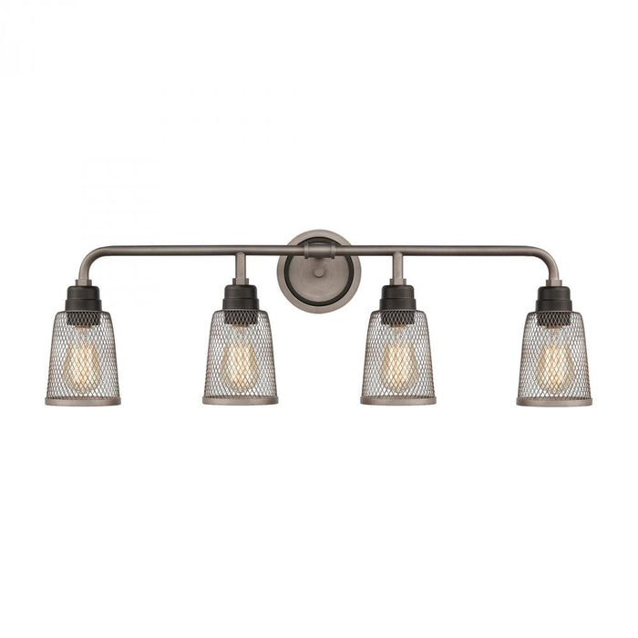 Glencoe 4-Light Vanity Light in Oil Rubbed Bronze with Weathered Zinc Metal Mesh