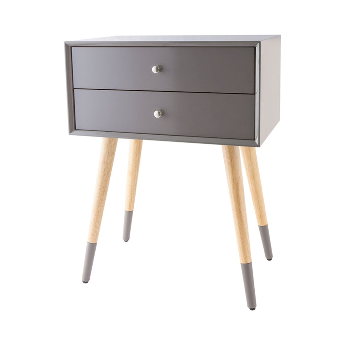 Googie 2-Drawer Accent Table in Cool Grey