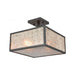 Stasis 2-Light Semi Flush in Oil Rubbed Bronze with Tan and Clear Mica Shade