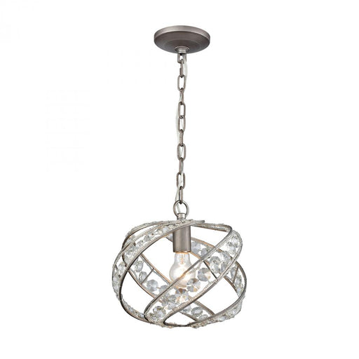 Renaissance 1-Light Mini Pendant in Weathered Zinc with Crystal