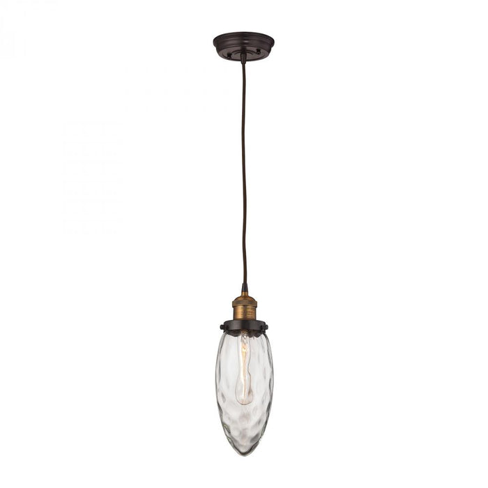 Owen 1-Light Mini Pendant in Antique Brass and Oil Rubbed Bronze with Water Glass