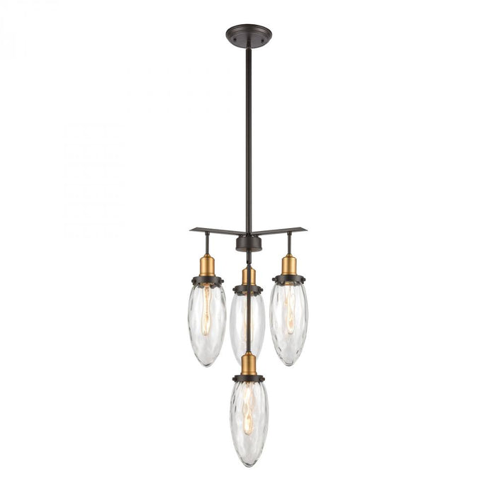 Shinzu 4-Light Chandelier in Oil Rubbed Bronze with Clear Water Glass